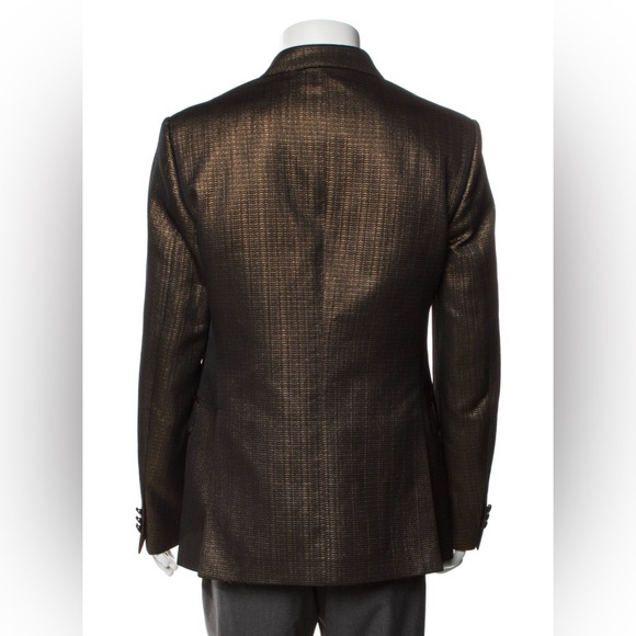 ETRO Cotton Blend Metallic Bronze Textured Two Button Blazer Jacket EUC IT 50 - Picture 3 of 14